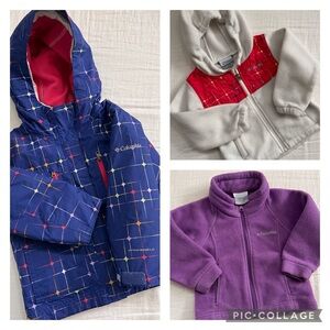 Bundle of 3 Columbia Purple Fleece Jacket and Coat 2T and 3T